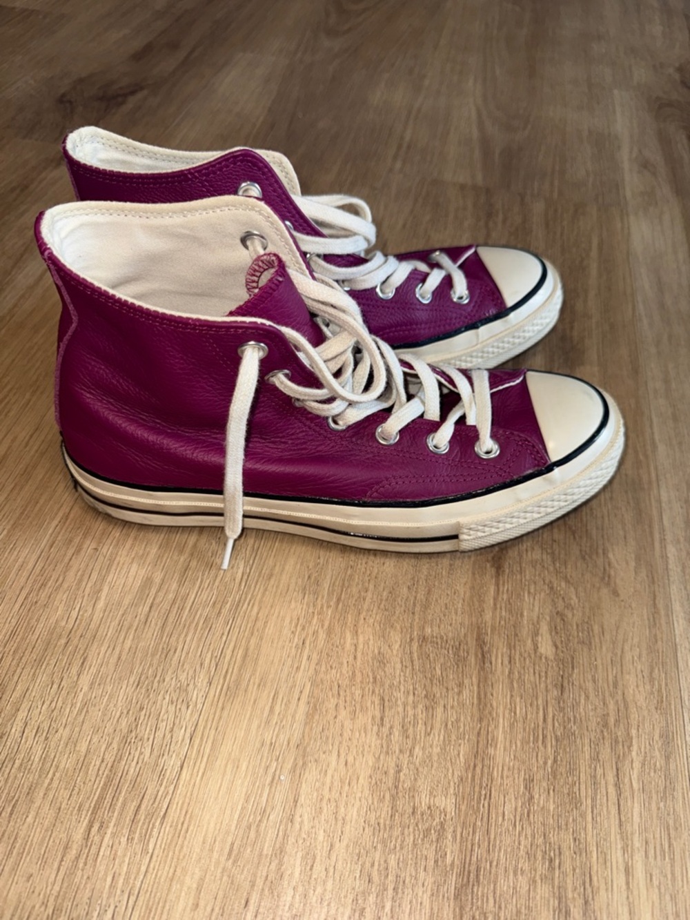 Converse High-Top Sneakers in Deep Magenta with White Details